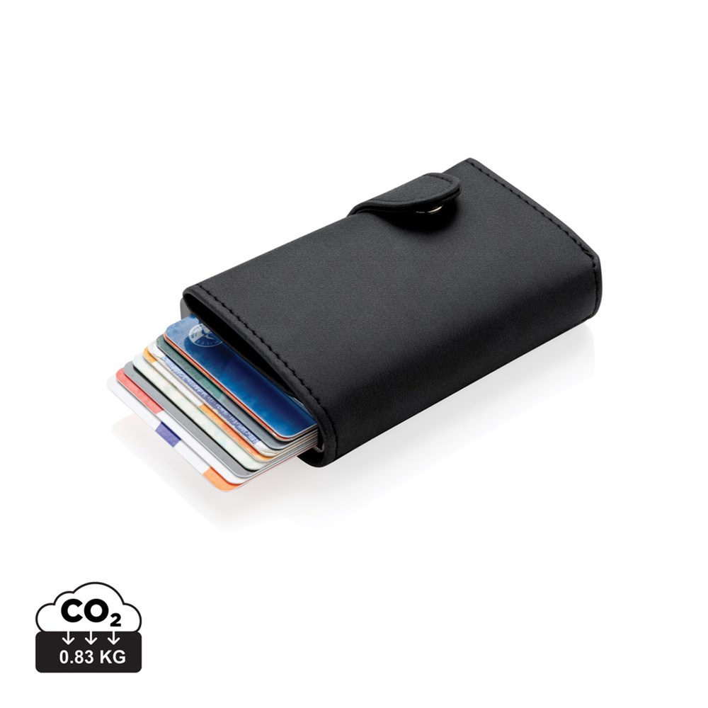 meerderheid terugtrekken vervoer Standaard aluminium RFID kaarthouder met PU portemonnee | ADLER  Relatiegeschenken
