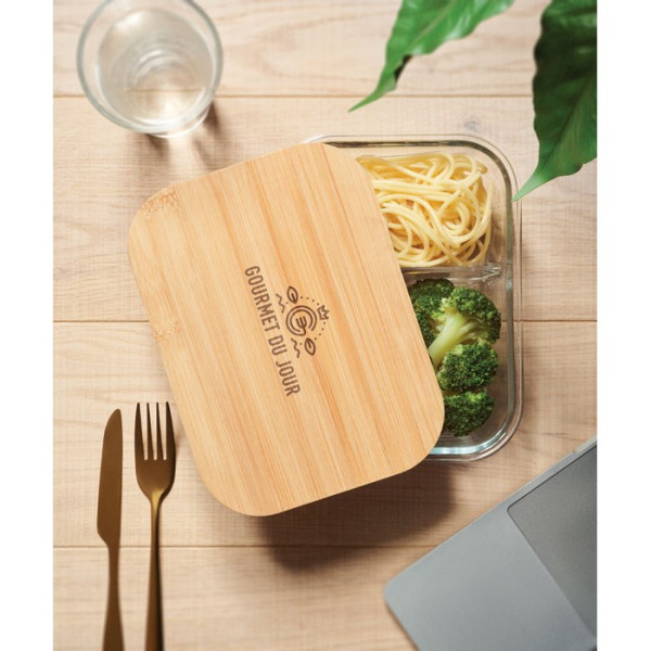 TUNDRA 3 - Glazen lunchbox bamboe deksel